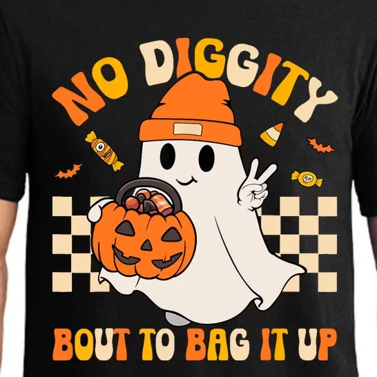 Groovy Halloween Ghost Boo No Diggity Bout To Bag It Up Pajama Set