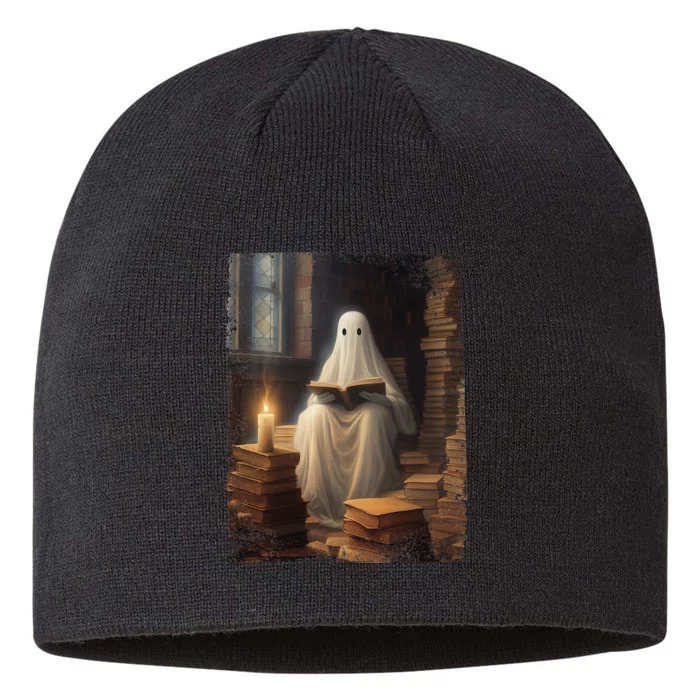 Gothic Halloween Ghost Reading Book Window Dark Academia 8 1/2in Sustainable Knit Beanie