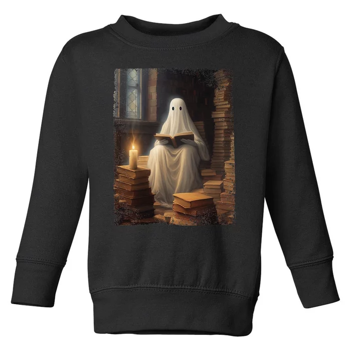 Gothic Halloween Ghost Reading Book Window Dark Academia Toddler Sweatshirt