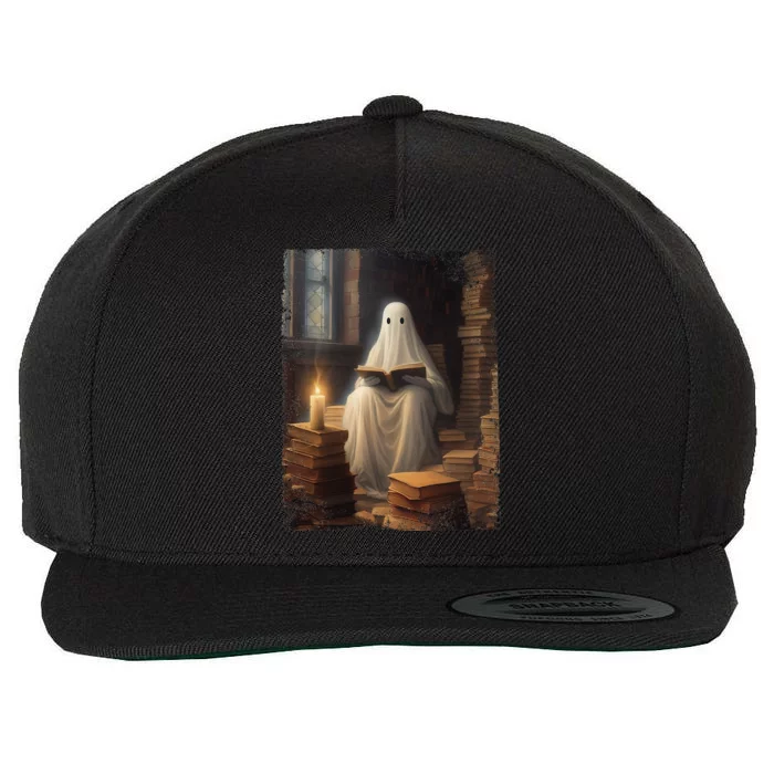 Gothic Halloween Ghost Reading Book Window Dark Academia Wool Snapback Cap