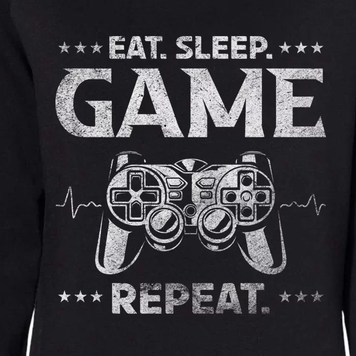 Gamer Heartbeat Gaming Eat Sleep Game Repeat Cool Gift Womens California Wash Sweatshirt