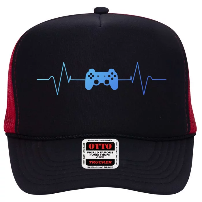 Gaming Heartbeat Gamer Gift Cute Gift High Crown Mesh Trucker Hat