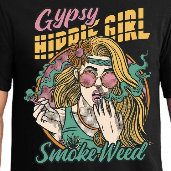 Gypsy Hippie Girl Smoke Weed Retro Pajama Set