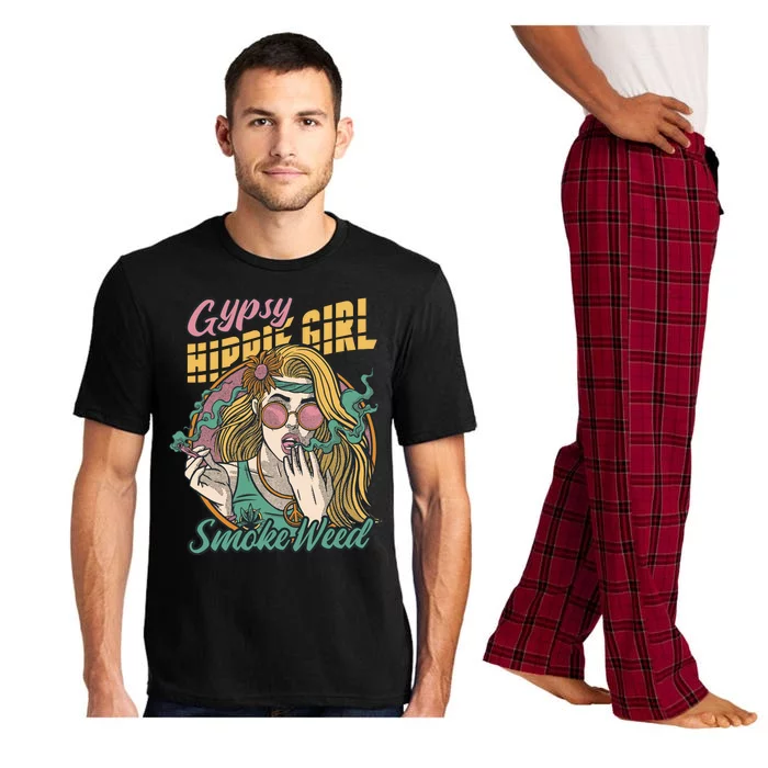 Gypsy Hippie Girl Smoke Weed Retro Pajama Set