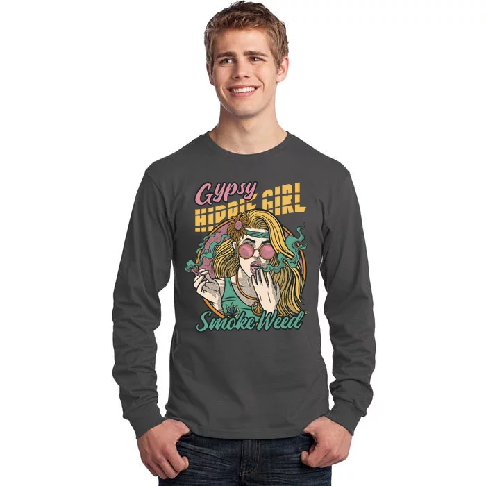 Gypsy Hippie Girl Smoke Weed Retro Tall Long Sleeve T-Shirt