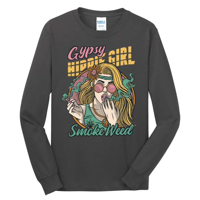 Gypsy Hippie Girl Smoke Weed Retro Tall Long Sleeve T-Shirt