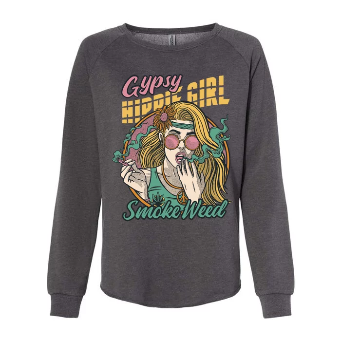 Gypsy Hippie Girl Smoke Weed Retro Womens California Wash Sweatshirt