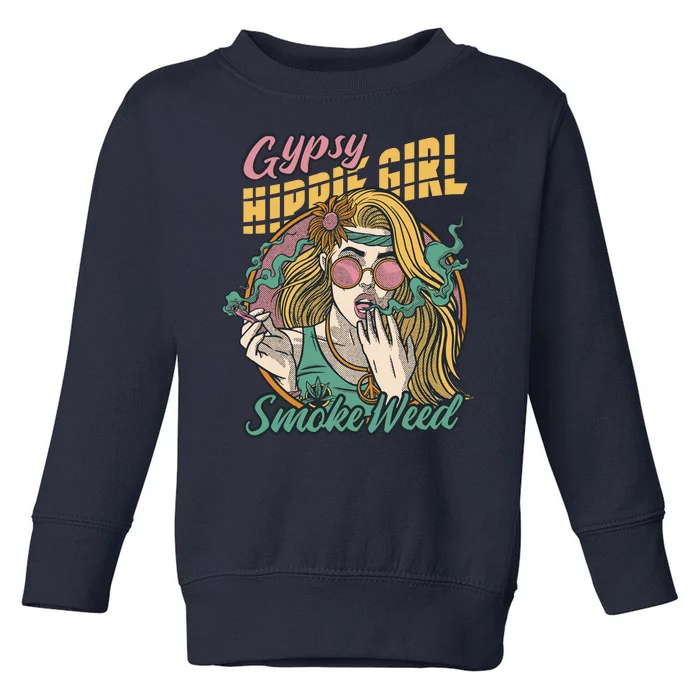 Gypsy Hippie Girl Smoke Weed Retro Toddler Sweatshirt