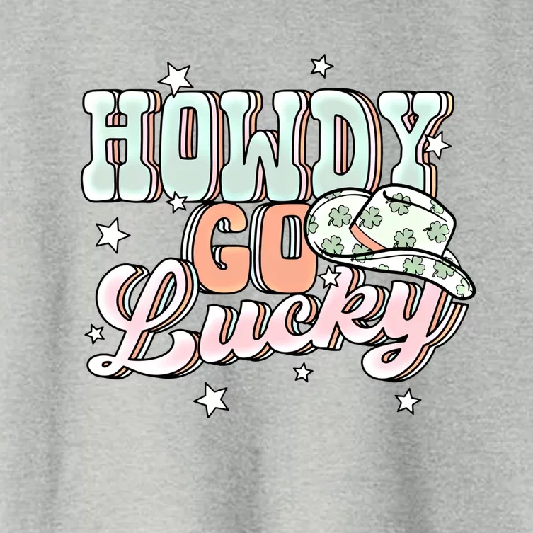 Groovy Howdy Go Lucky Happy St Patricks Day Irish Shamrocks Great Gift Women's Crop Top Tee