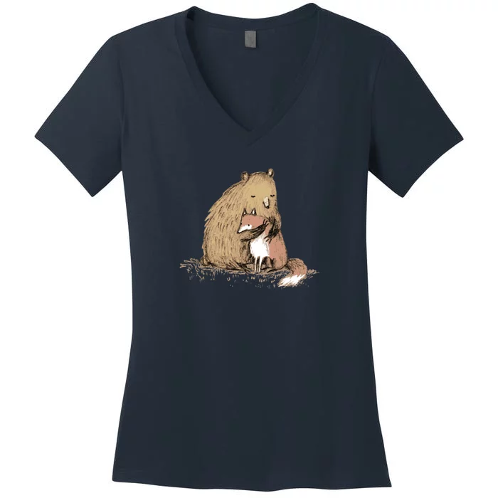 Grizzly Hugs Women's V-Neck T-Shirt