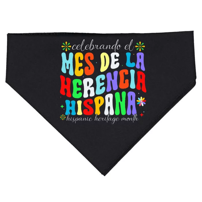 Groovy Hispanic Heritage Month Mes De La Herencia Hispana USA-Made Doggie Bandana