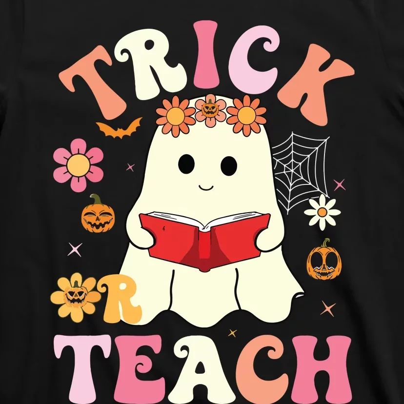 Groovy Halloweengroovy Halloween Trick Or Teach Retro T-Shirt