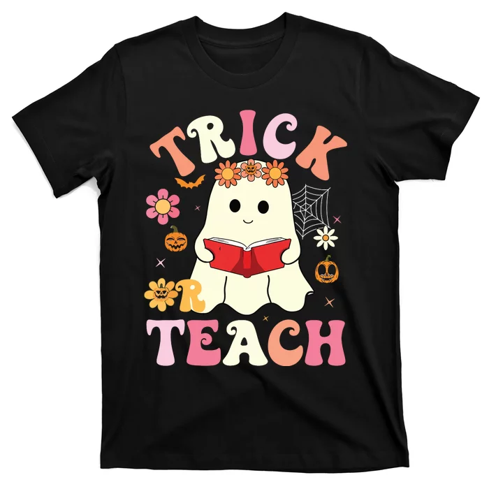 Groovy Halloweengroovy Halloween Trick Or Teach Retro T-Shirt