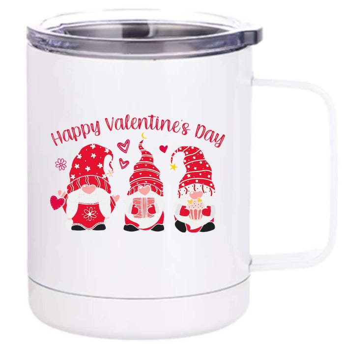 Gnomes Hearts Happy Valentines Day For Women Front & Back 12oz Stainless Steel Tumbler Cup