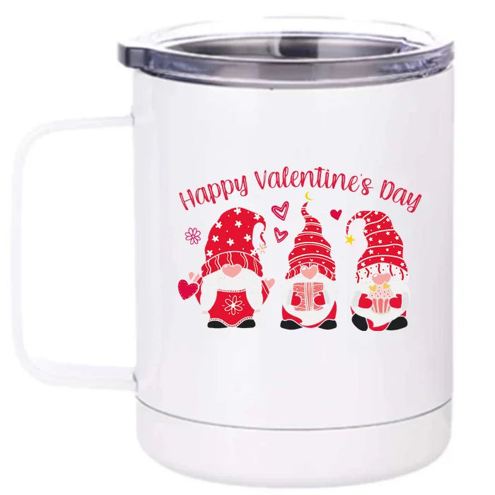 Gnomes Hearts Happy Valentines Day For Women Front & Back 12oz Stainless Steel Tumbler Cup