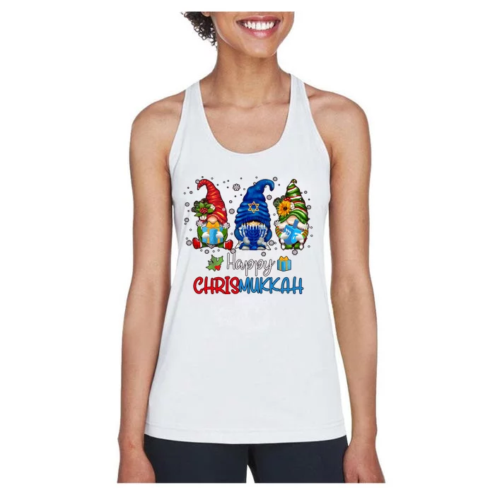 Gnomes Happy Hanukkah Jewish Christmas Women's Racerback Tank