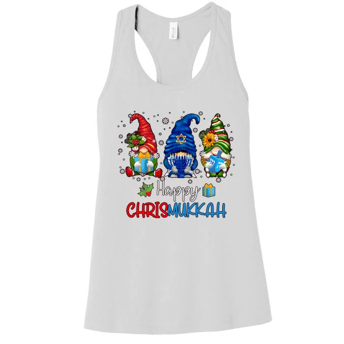 Gnomes Happy Hanukkah Jewish Christmas Women's Racerback Tank