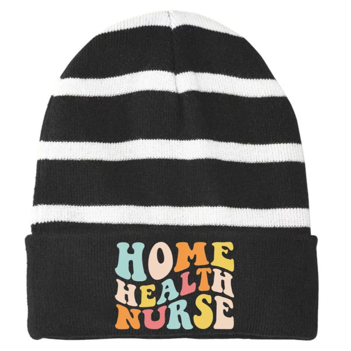 Groovy Home Health Nurse Home Care Nursing Registered Nurse Striped Beanie with Solid Band