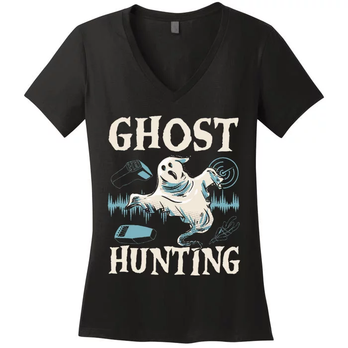 Ghost Hunting Halloween Season Spooky Trick Or Treat Women's V-Neck T-Shirt