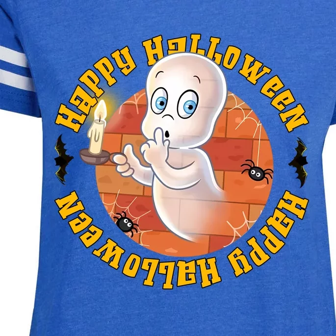 Ghost Happy Halloween Casper Ghost Pumpkin Trick Or Treat Enza Ladies Jersey Football T-Shirt