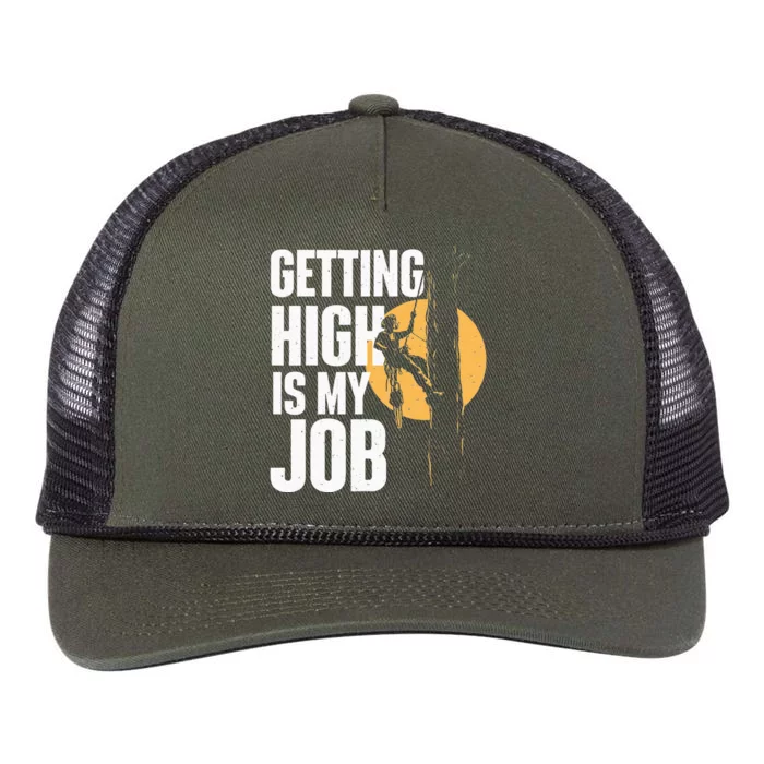 Getting High Is My Job Arborist Tree Surgeon Lumberjack Retro Rope Trucker Hat Cap