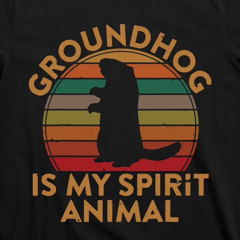 Ground Hog Is My Spirit Animal Gift Silhouette Groundhog Day T-Shirt