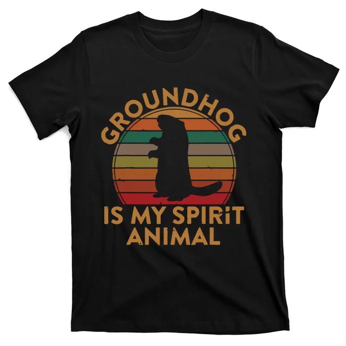 Ground Hog Is My Spirit Animal Gift Silhouette Groundhog Day T-Shirt