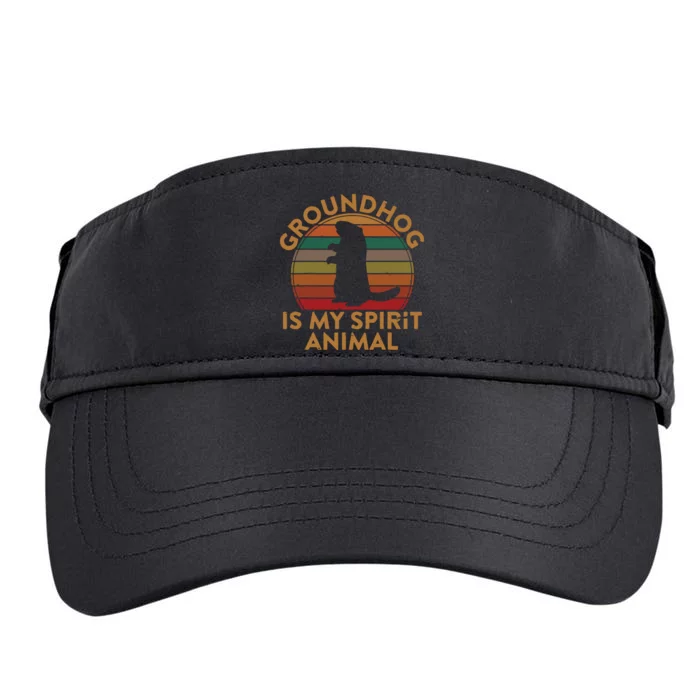 Ground Hog Is My Spirit Animal Gift Silhouette Groundhog Day Adult Drive Performance Visor