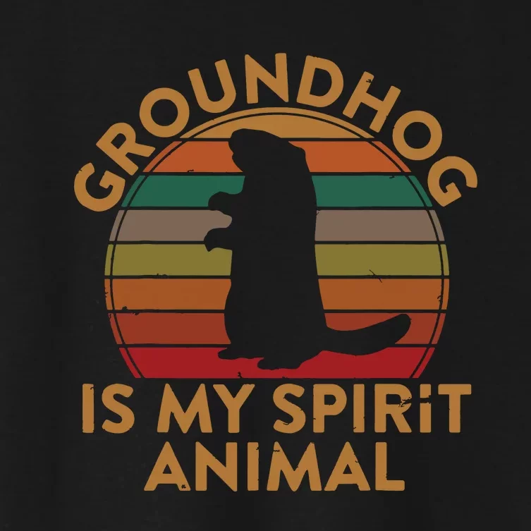 Ground Hog Is My Spirit Animal Gift Silhouette Groundhog Day Women's Crop Top Tee