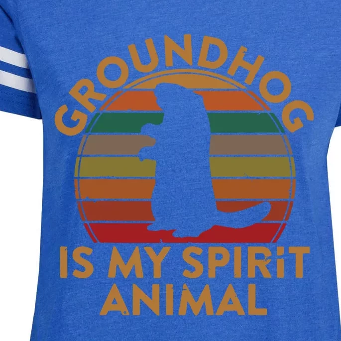 Ground Hog Is My Spirit Animal Gift Silhouette Groundhog Day Enza Ladies Jersey Football T-Shirt