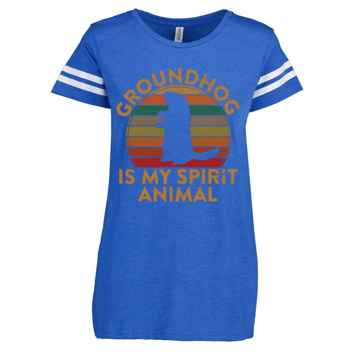 Ground Hog Is My Spirit Animal Gift Silhouette Groundhog Day Enza Ladies Jersey Football T-Shirt