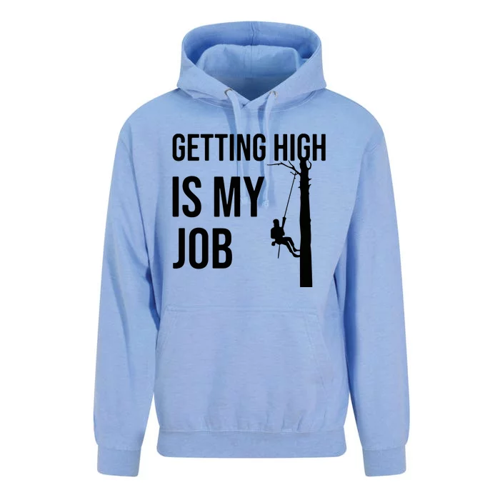 Getting High Is My Job Arborist Lumberjack Tree Cutter Unisex Surf Hoodie