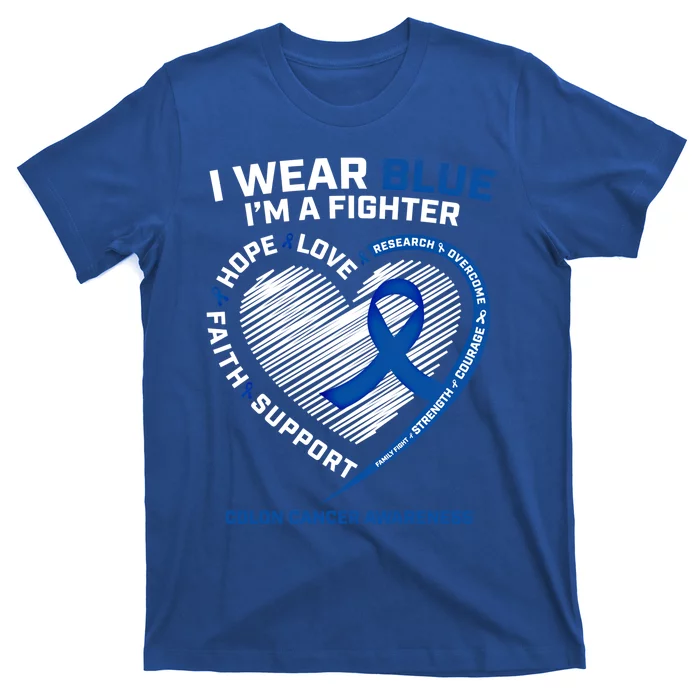 Gifts Her I Wear Blue Colon Cancer Awareness Gift T-Shirt