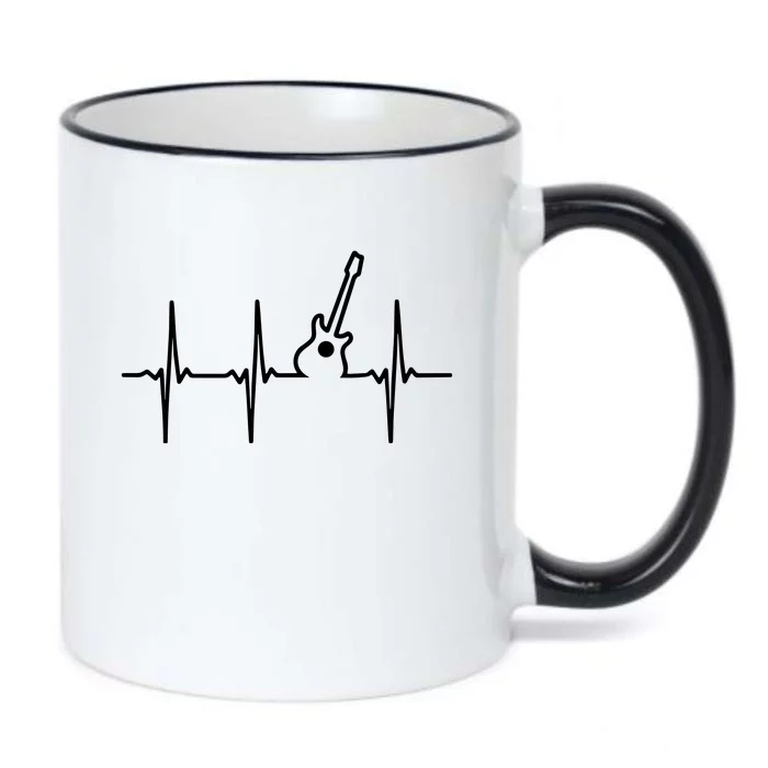 Guitar Heartbeat Instrument Gift Black Color Changing Mug