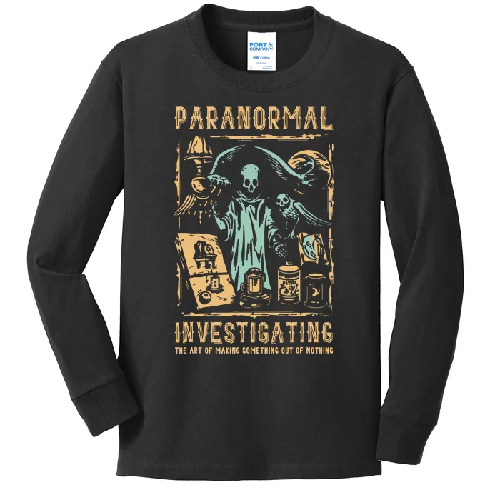 Ghost Hunting Investigator Design Paranormal Investigator Kids Long Sleeve Shirt