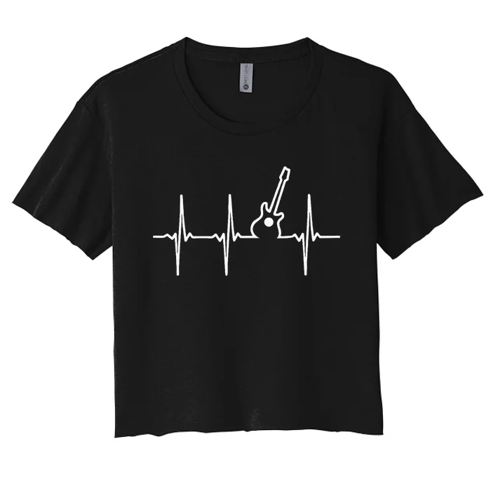 Guitar Heartbeat Instrument Gift Women's Crop Top Tee