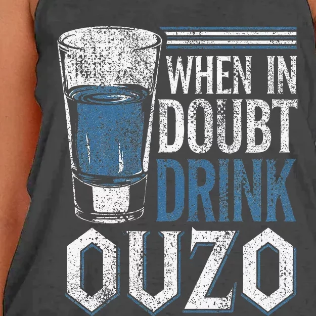 Greek Humor In Doubt Drink Ouzo Women's Knotted Racerback Tank