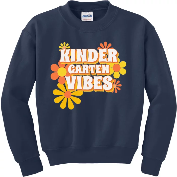 Groovy Hello Kindergarten Vibes Retro Teacher Back To School Kids Sweatshirt