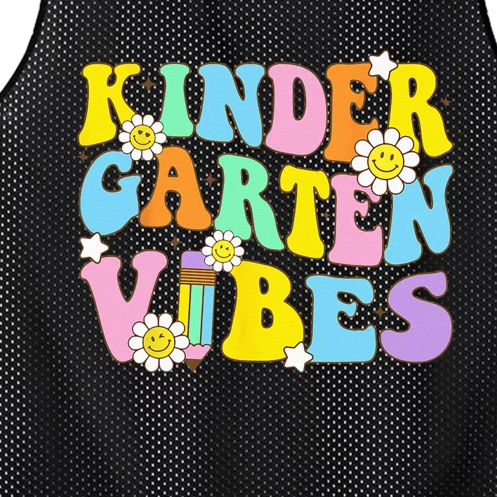 Groovy Hello Kindergarten Vibes Retro Teacher Back To School Mesh Reversible Basketball Jersey Tank