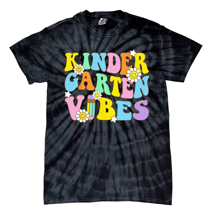 Groovy Hello Kindergarten Vibes Retro Teacher Back To School Tie-Dye T-Shirt