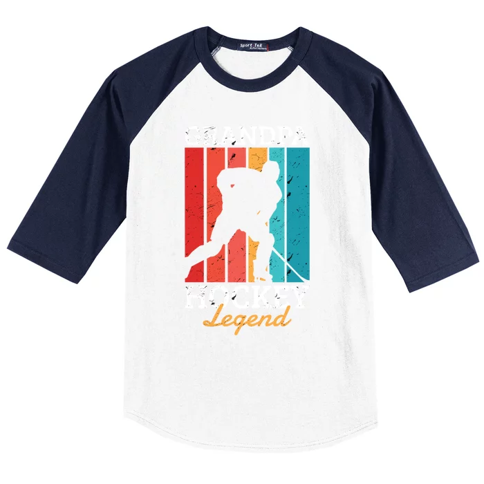 Grandpa Hockey Legend Who Love The Sport Cute Gift Baseball Sleeve Shirt