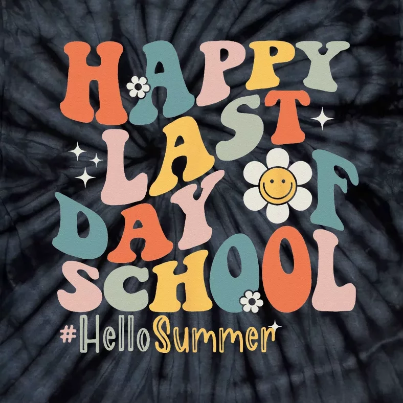 Groovy Happy Last Day of School Teacher Student Hello Summer Tie-Dye T-Shirt