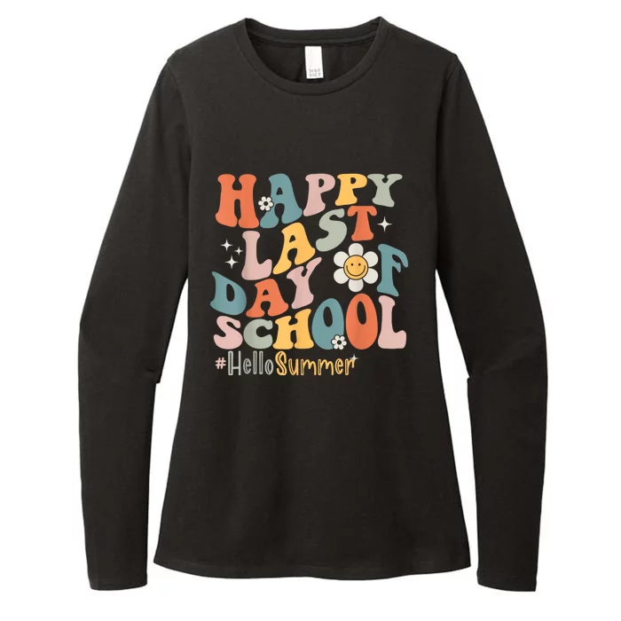 Groovy Happy Last Day Of School Teacher Student Hello Summer Womens CVC Long Sleeve Shirt