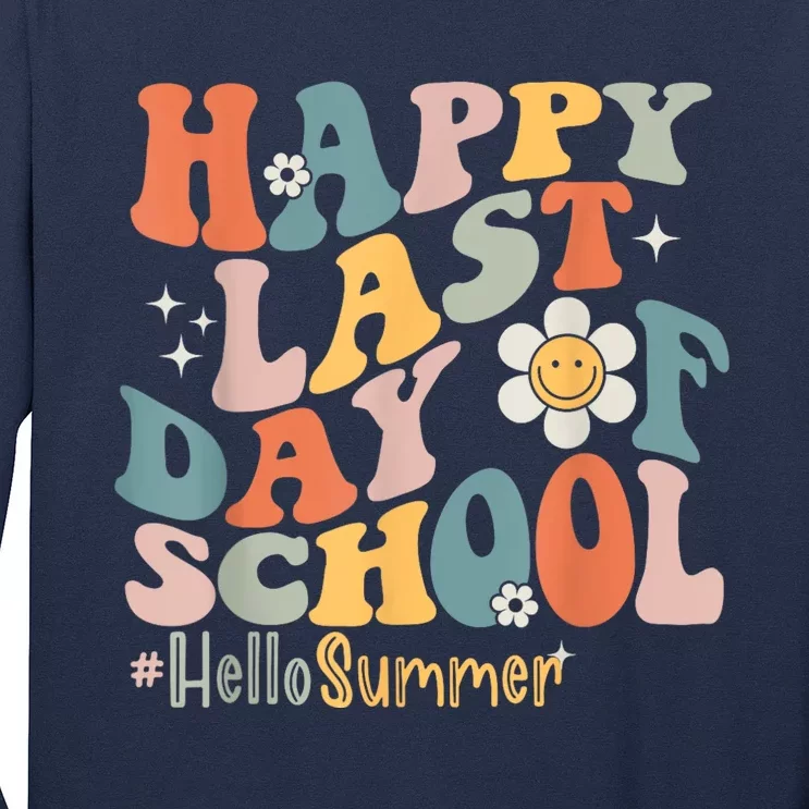 Groovy Happy Last Day Of School Teacher Student Hello Summer Long Sleeve Shirt