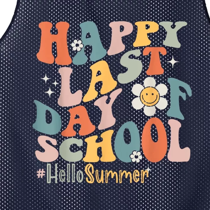 Groovy Happy Last Day Of School Teacher Student Hello Summer Mesh Reversible Basketball Jersey Tank