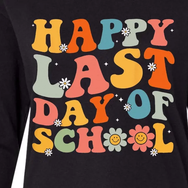 Groovy Happy Last Day Of School Teacher Student Graduation Womens Cotton Relaxed Long Sleeve T-Shirt