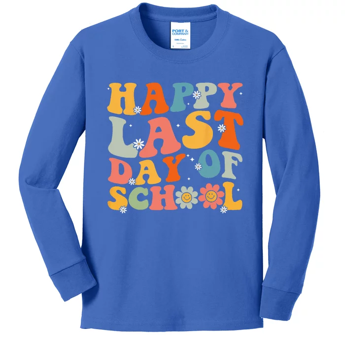 Groovy Happy Last Day Of School Teacher Student Graduation Kids Long Sleeve Shirt