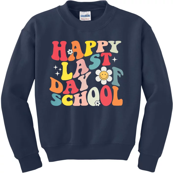 Groovy Happy Last Day Of School Teacher Student Graduation Kids Sweatshirt