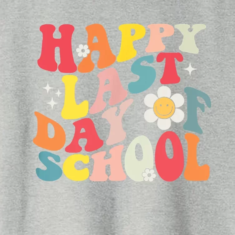 Groovy Happy Last Day Of School Teacher Student Graduation Women's Crop Top Tee