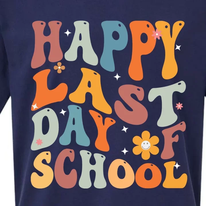 Groovy Happy Last Day Of School Teacher Student Graduation 7267 Sueded Cloud Jersey T-Shirt